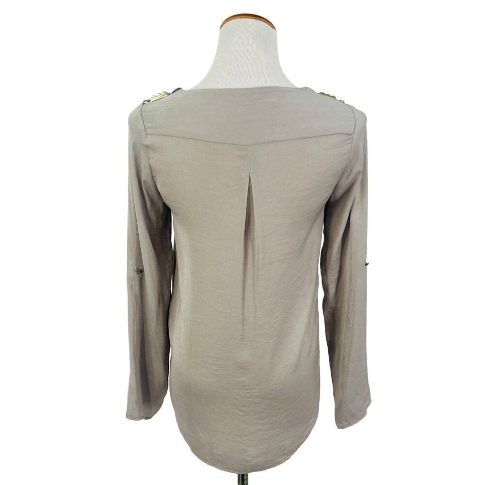 Zara Basic Gray Rolled Sleeves Pyramid Studded Sh… - image 4